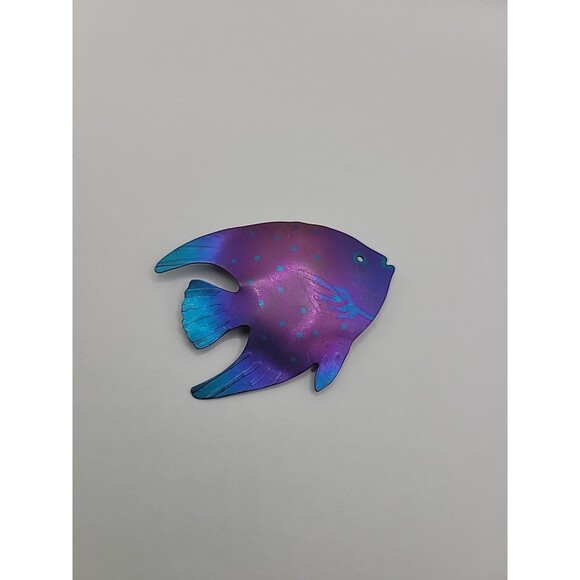 Vintage Brooch Pin Fish Purple Blue Ocean  School Jewelry Costume - Picture 16 of 16